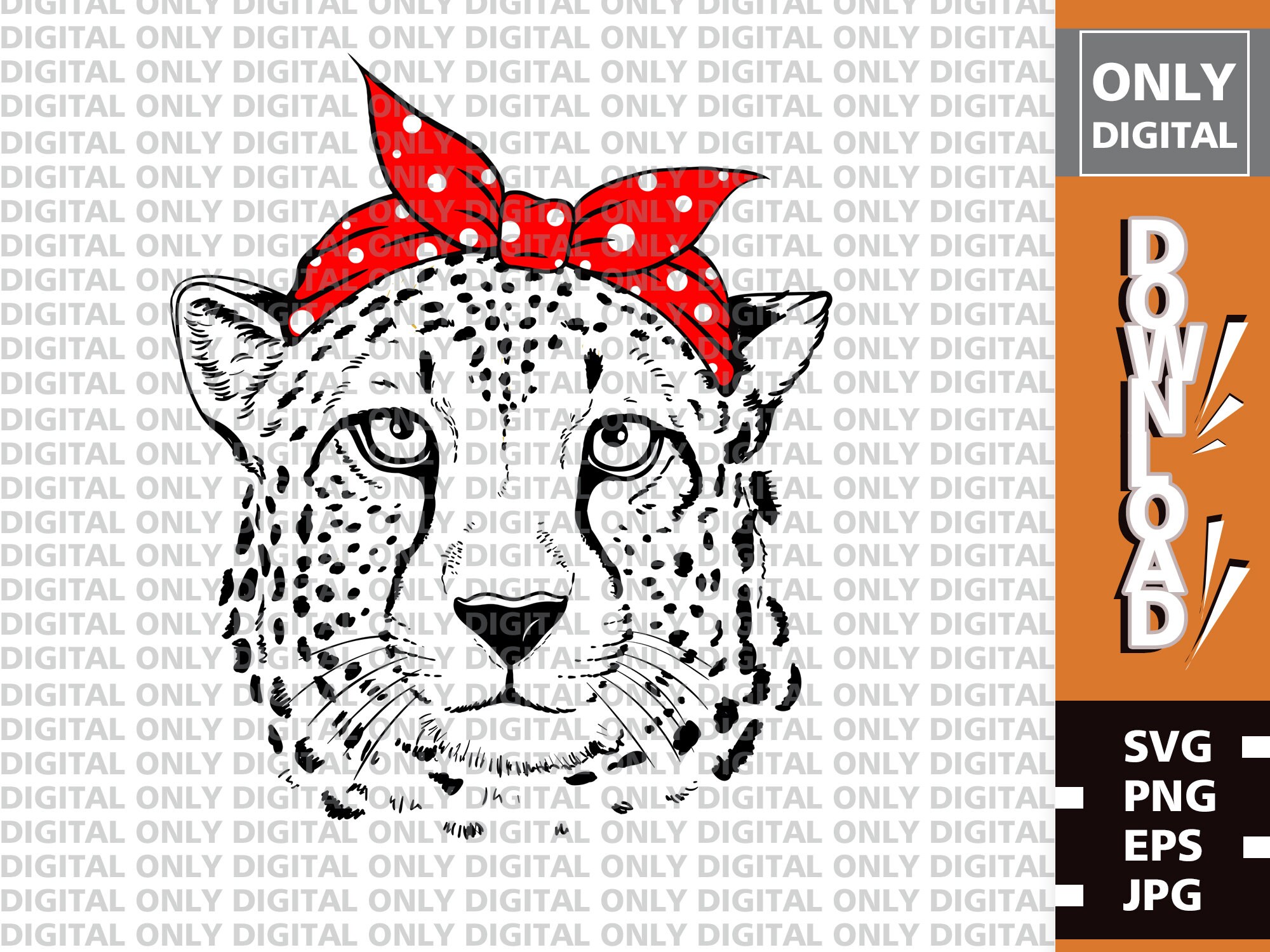 Leopard  in bandana svg , leopard  face svg, leopard  face svg, leopard  head svg, leopard  clipart, leopard  bundle, mama leopard png