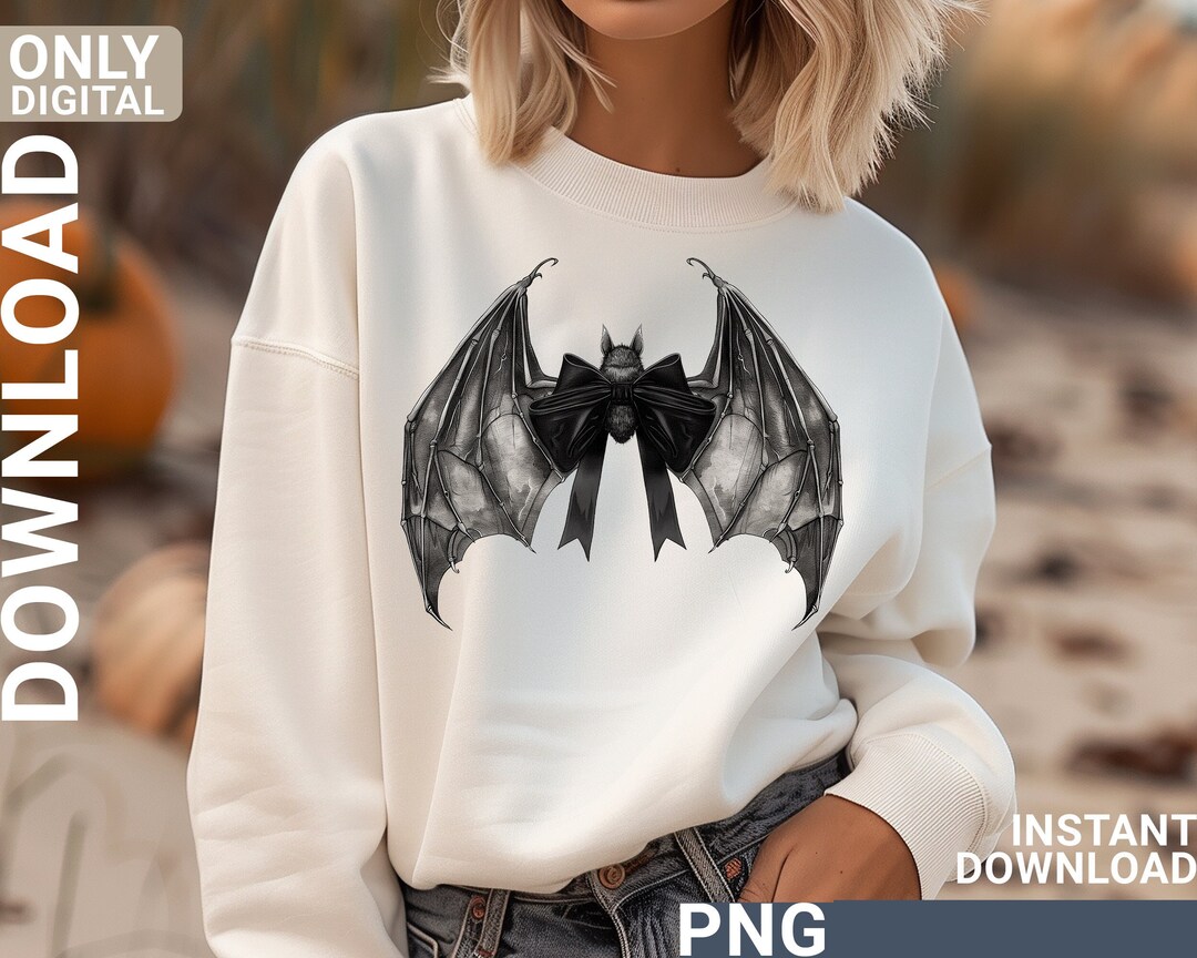 Halloween Bat Gothic Coquette Bow Png Design , Retro Halloween Png ...