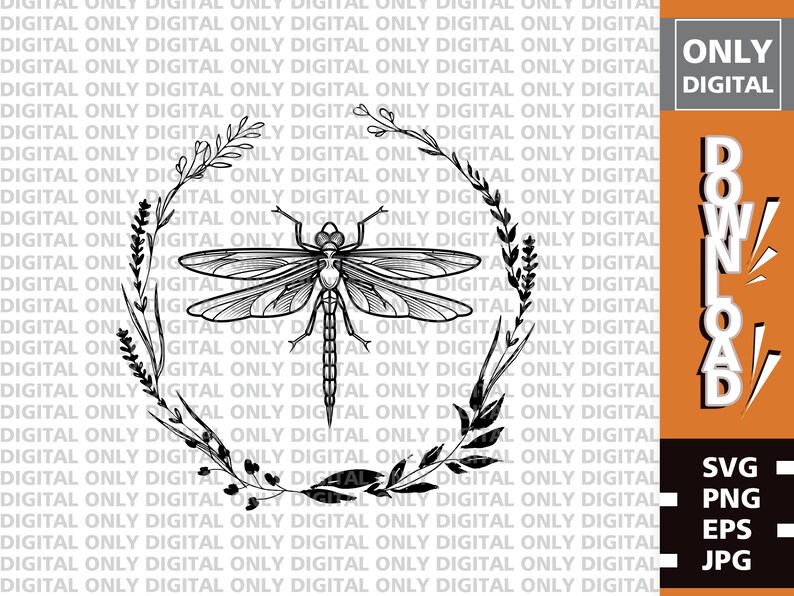 Download Dragonfly In A Flower Wreath Svg Dragonfly Svg Dragonfly Etsy