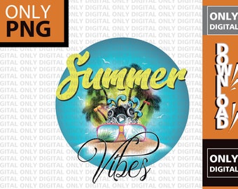 Summer Vibes PNG, Design de vacances à la plage (téléchargement numérique)