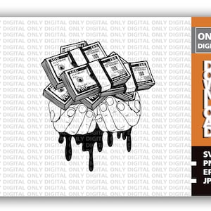 Hands holding 100 Hundred Dollar svg, Dripping Cash svg, cash rich money svg, time is money svg, money clipart