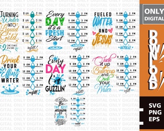 Water Tracker SVG Bundle, Fitness Motivation (Digital Download)