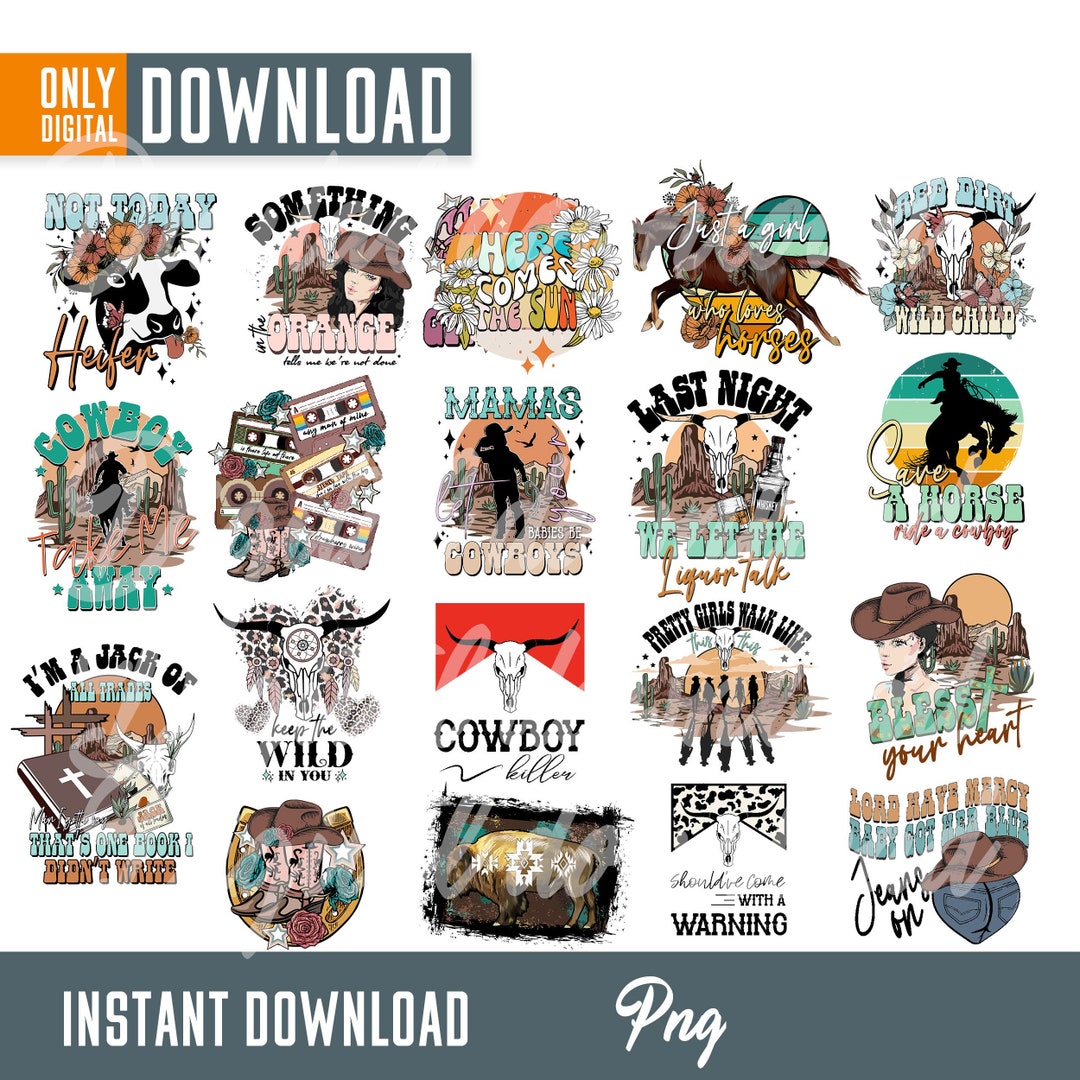 Western Png Bundle, Western Png, Boho Western Png, Western Vintage Png ...