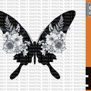 Printable floral butterfly svg , butterfly flowers svg,butterfly monogram svg, mandala butterfly, cute  butterfly svg, flowers svg