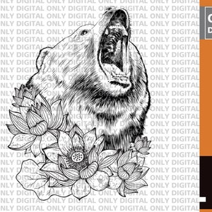 Floral bear svg,bear svg,mama bear svg,  mama bear svg, floral mama bear svg, bear clipart,  bear bundle, cute bear