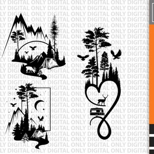 Love camping svg bundle , nature lover svg , wild and free svg , campfire svg , landscape svg , wilderness svg
