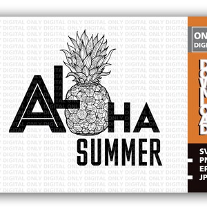 Aloha verano svg, piña svg, verano svg, aloha svg, Aloha summer clipart, Aloha camiseta de verano, paquete de piña