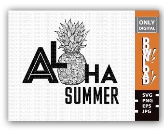 Aloha Pineapple SVG, Summer Clipart Bundle (Digital Download)