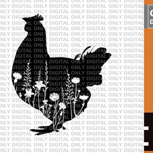 Floral hen svg file , hen svg bundle , hen clipart , hen vector , cute hen svg file , flower hen svg