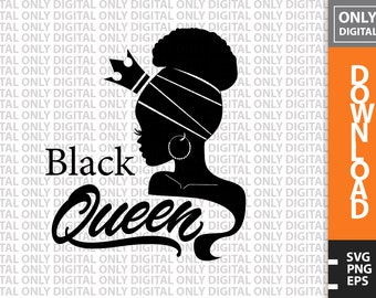 Archivo SVG de Reina Negra, Chica Afro (Descarga Digital)