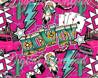 Western Howdy Seamless Pattern, Cowgirl Design (Digital Download)