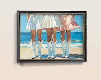 Coastal Cowgirl Boots Oil Painting Art Print (Digital Download)