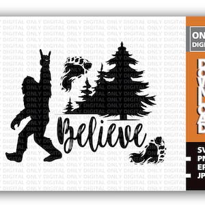 Bigfoot  in the forest svg, sasquatch svg , Bigfoot vector, Bigfoot cut file, monster svg, bigfoot clip art