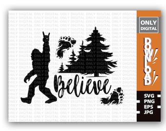 Bigfoot in Forest SVG, Sasquatch Vector Clipart (Digital Download)