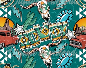 Howdy Western Seamless Pattern, Cowboy Digital Paper (Digital Download)
