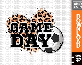 Leopard Soccer Game Day PNG, Sublimation Design (Digital Download)