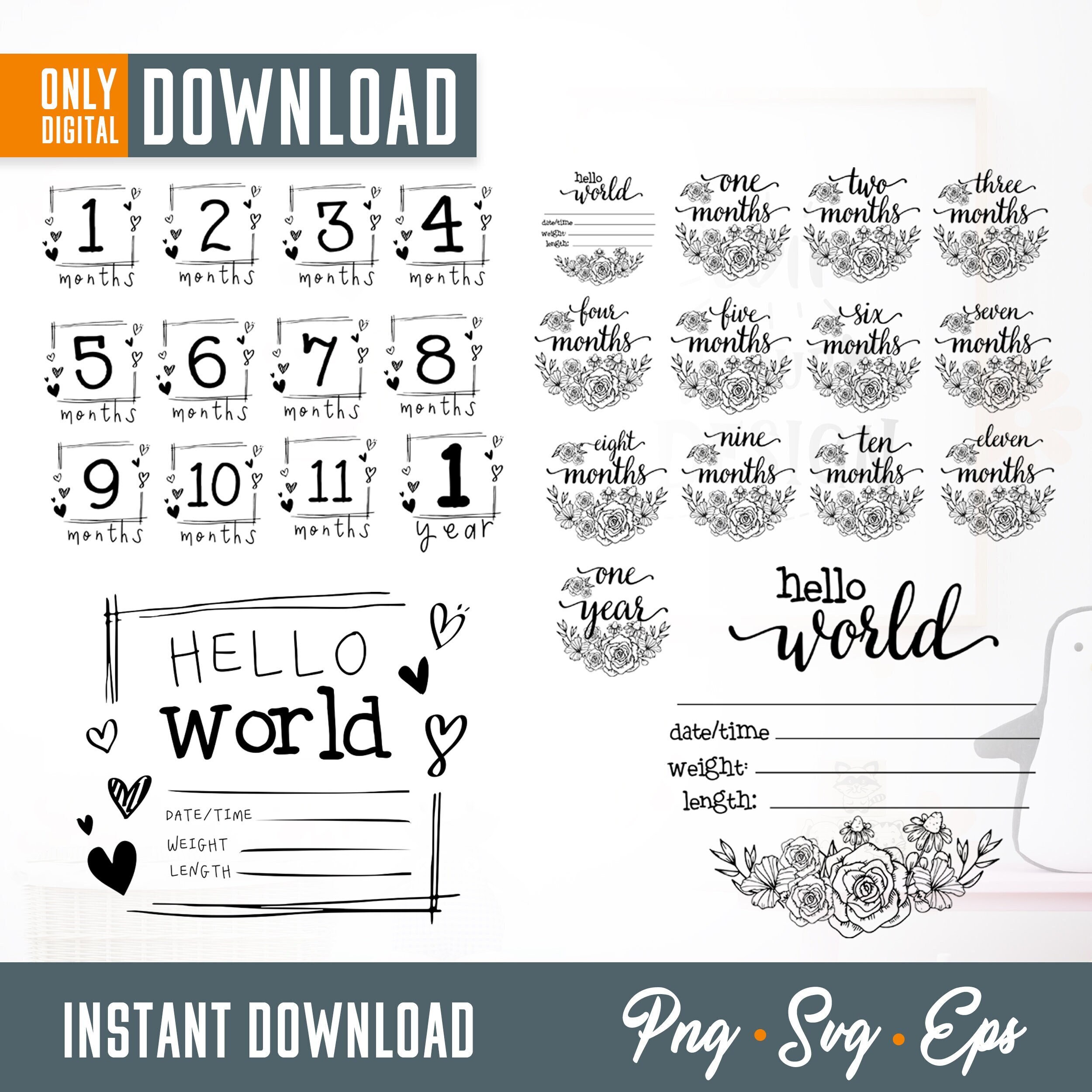 Baby Milestone Rounds SVG, Flower Newborn Sign (digital Download) - Etsy