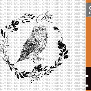 Hibou dans une couronne svg, hibou d’amour svg, hibou svg, hibou png, hibou amour svg, hibou clipart, hibou svg, hibou mignon svg, hibou clipart, paquet hibou