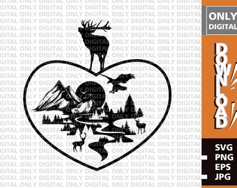 Mountain svg,love mountains svg,  mountain in a heart svg, wild animals svg,adventure svg, nature svg