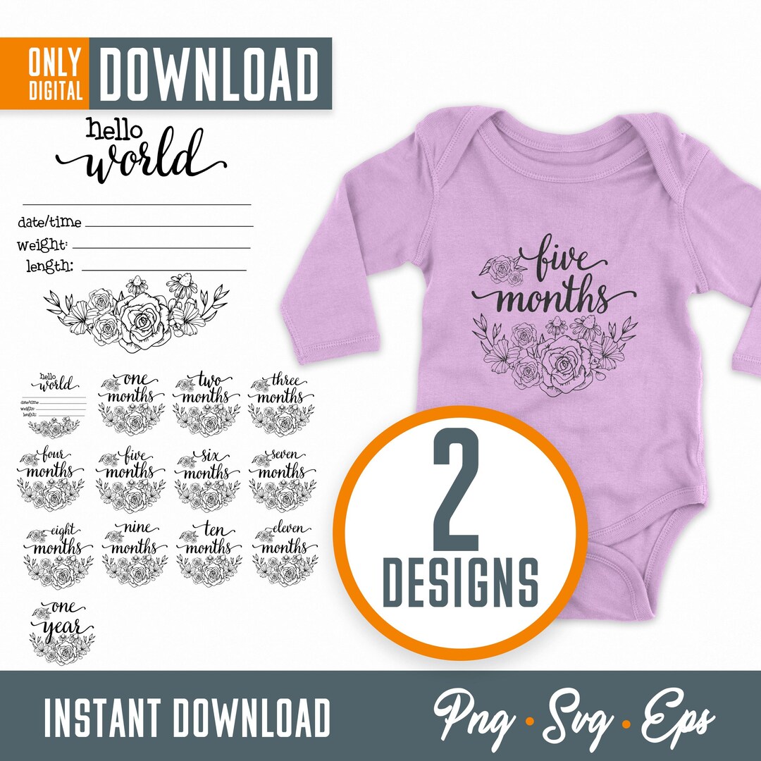 Baby Milestone Rounds SVG, Flower Newborn Sign (digital Download) - Etsy