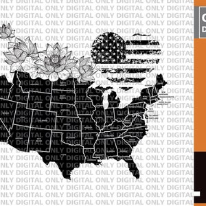 USA map svg, floral USA map svg , USA Country and states map, American states , america svg , love america svg