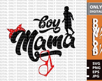 Clipart SVG di Boy Mama, design di vita da mamma (download digitale)