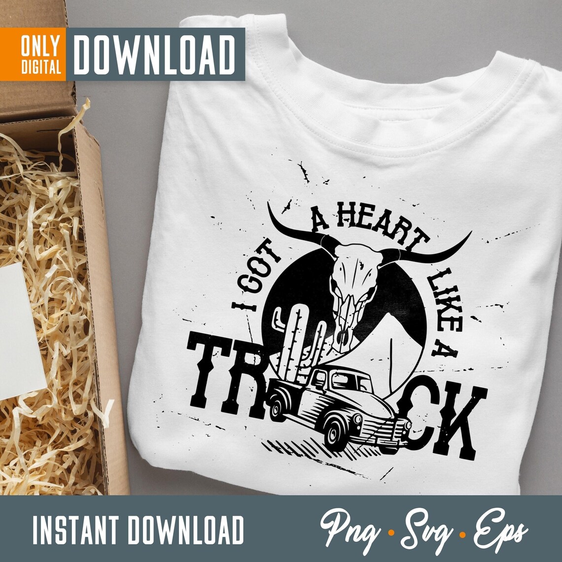 Heart Like A Truck SVG, Western Cowgirl, Pickup Truck PNG (digital ...