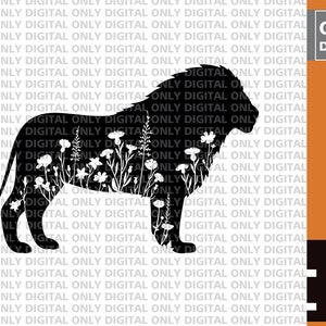 Floral lion silhouette svg , floral lion svg , lion svg ,  lion svg bundle ,  lion vector file ,  floral lion clipart