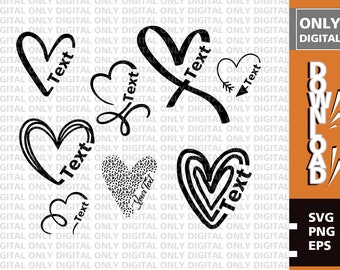 Paquete de imágenes prediseñadas de corazón SVG Doodle, monograma vectorial (descarga digital)