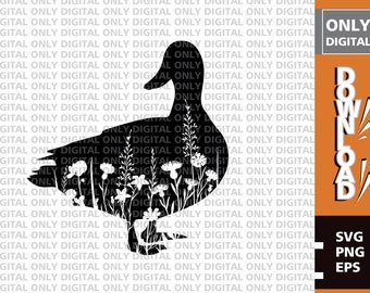 Floral Ente SVG Bundle, Ente Clipart (digitaler Download)
