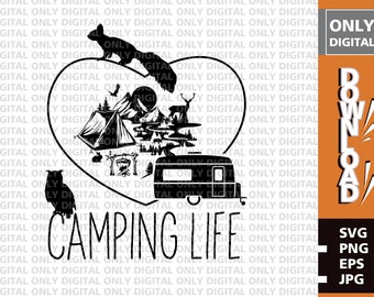 Camping Life SVG, Camper Clipart, Campfire Design (Digital Download)