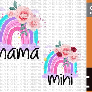 Mama Sublimation, Mini Sublimation, Floral Regenbogen Mama mini png, Mama mini png, png, svg, Mom Sublimation, Mommy png, Regenbogen Mama png
