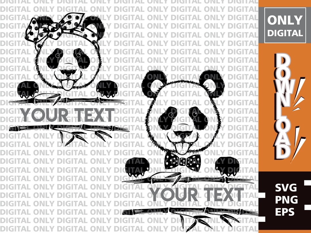 Panda Monogram Svg File , Panda Svg , Cute Panda Vector , Panda Clipart ...