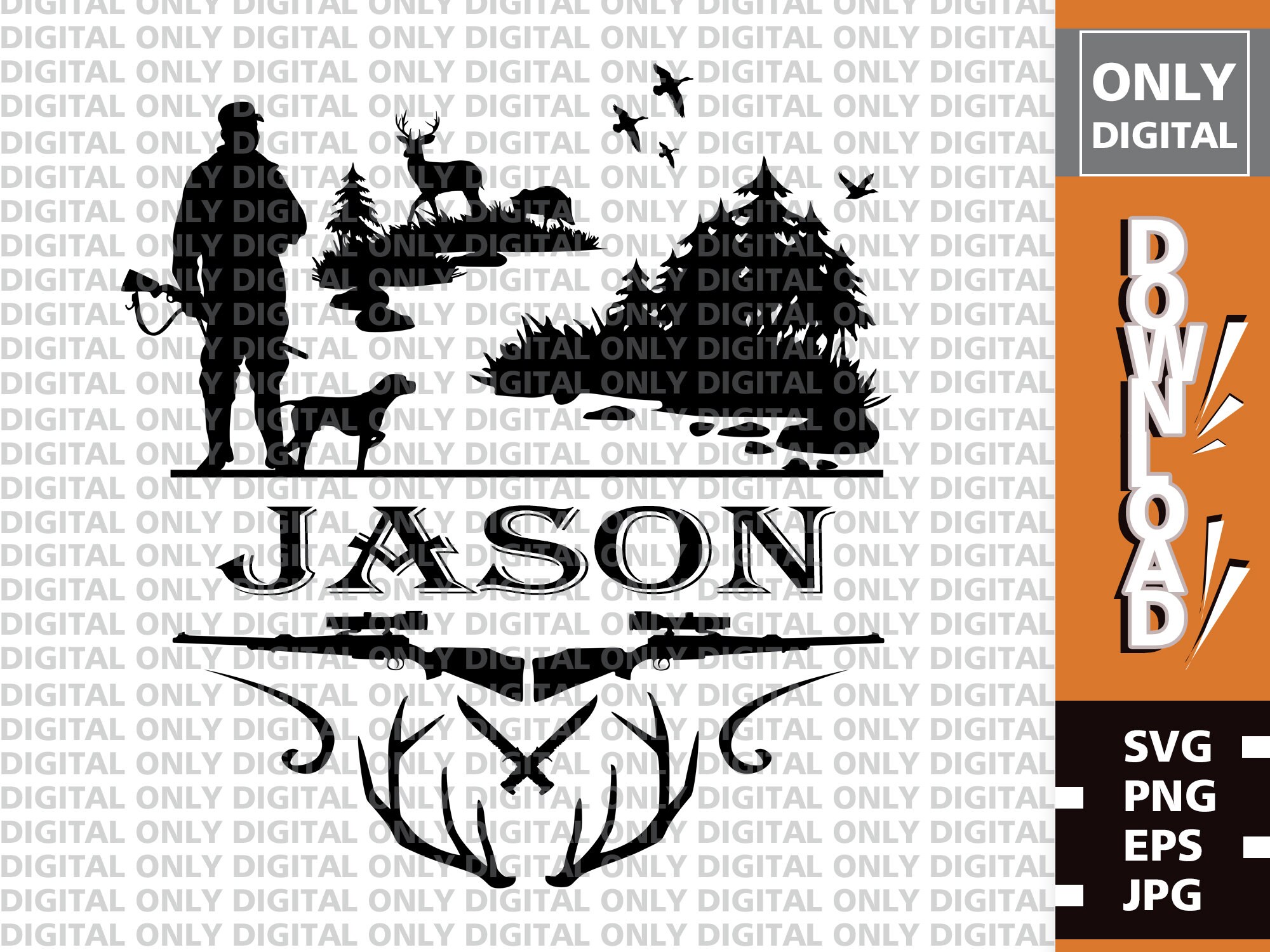 Hunting Monogram Frame svgHunting svg Hunting Monogram Etsy