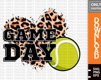 Game Day Tennis Leopard Print, PNG SVG EPS (Digital Download)