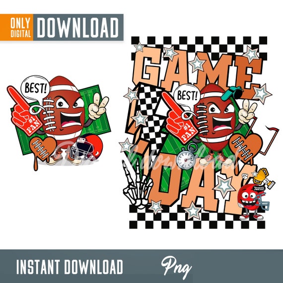 Game day football SUBLIMATION png, football png, game day football png, retro png, game day png, football smile face png, smile face png