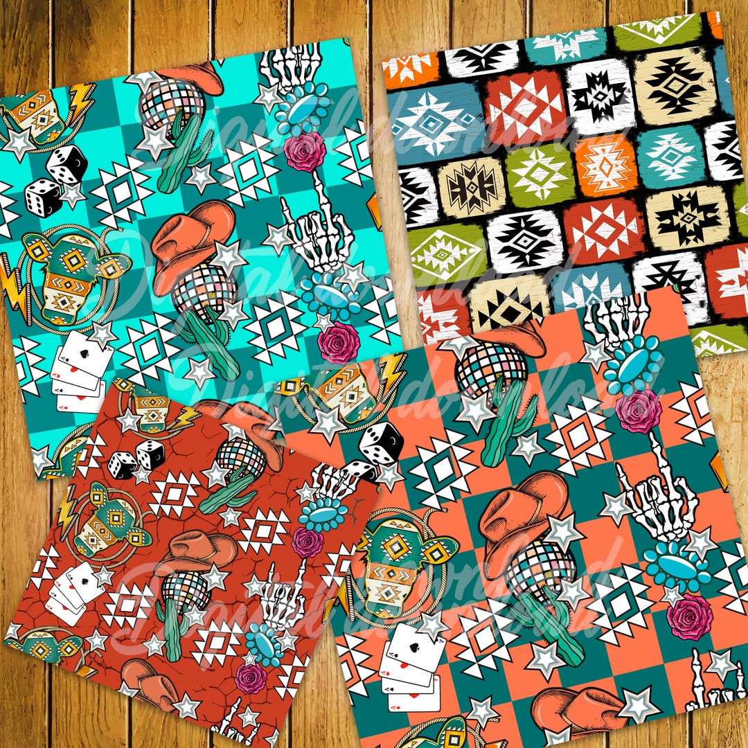 Retro Western Seamless Pattern, PNG Designs (digital Download) - Etsy