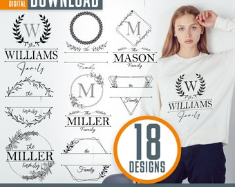 Familien Name Monogramm SVG Bundle, Hochzeitsmonogramm (Digitaler Download)