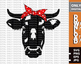 Ko Bandana SVG, Kviga Clipart, Ko PNG (Digital Nedladdning)