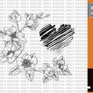 Magnolia svg,magnolia flower svg, magnolia with heart  svg , magnolia  clipart ,magnolia  vector , magnolia wreath svg, magnolia bundle
