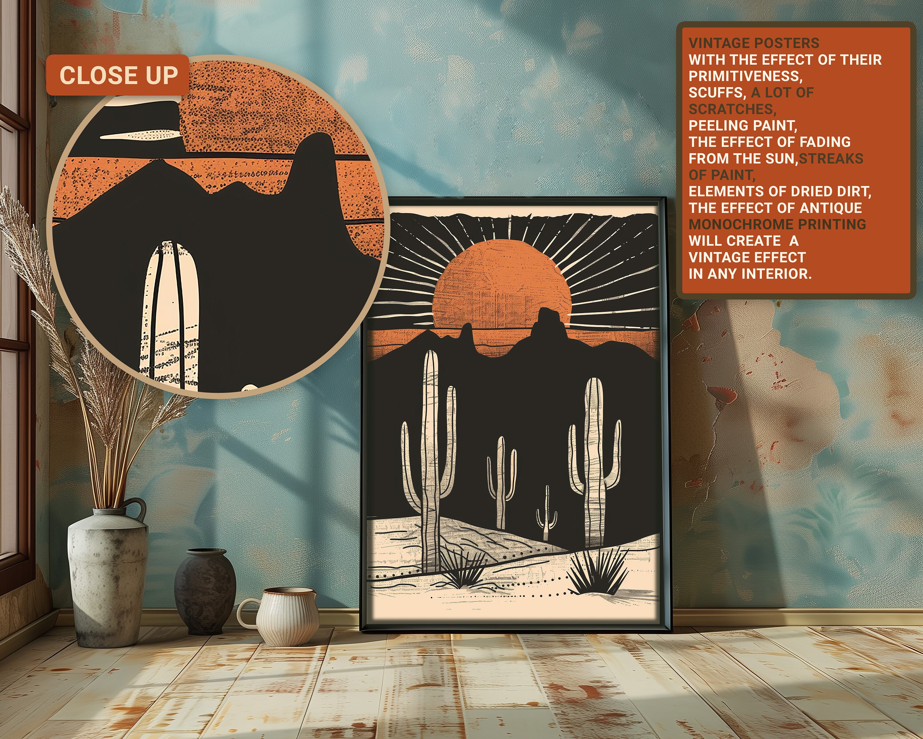 Western Vintage Desert Boho Wall Art Set of 3 Prints, Western Wall Art ...