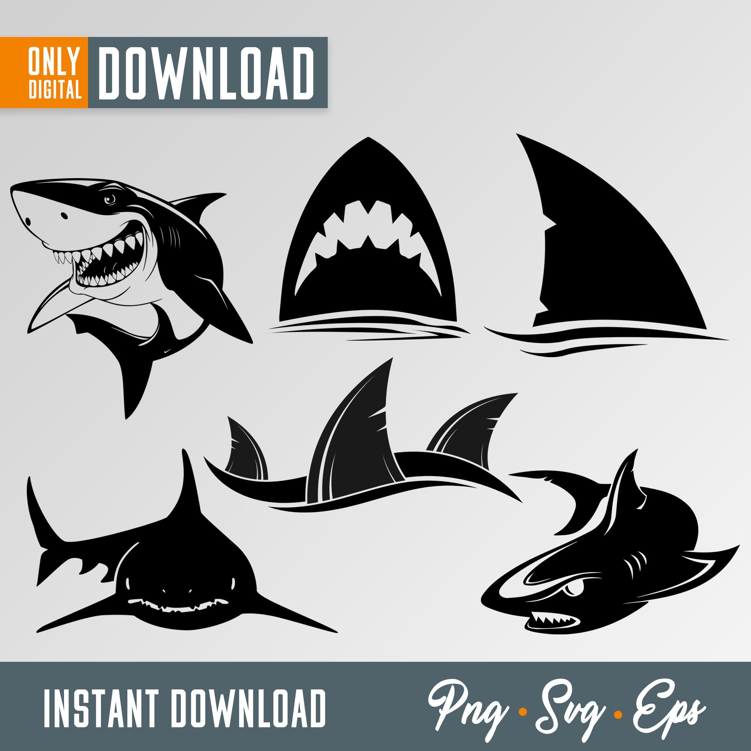 Shark clipart, Shark svg, shark silhouette svg, great white shark,  shark vector, shark svg bundle, sharks svg, shark shirt, shark week