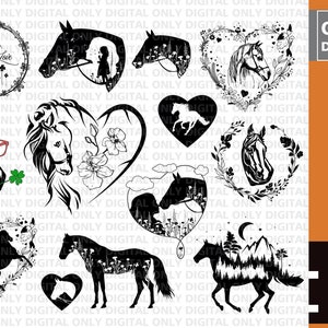 Horse svg, floral horse svg, horse clipart,  horse printable, horse vector, horse lover svg, horse lover gift, horse silhouette