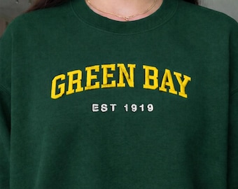 Vintage Green Bay Embroidered Sweatshirt, Retro Football Crewneck