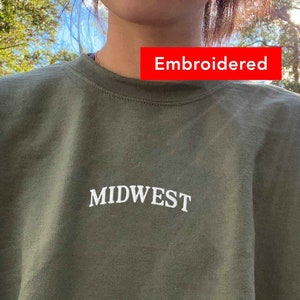 Embroidered Midwest Crewneck Sweatshirt, Vintage Style