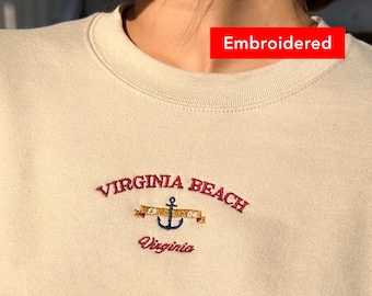 Virginia Beach Sweatshirt embroidered, Seaside crewneck vintage