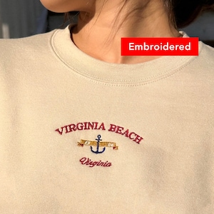 Virginia Beach Sweatshirt embroidered, Seaside crewneck vintage