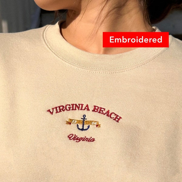 Virginia Beach Sweatshirt embroidered, Seaside crewneck vintage