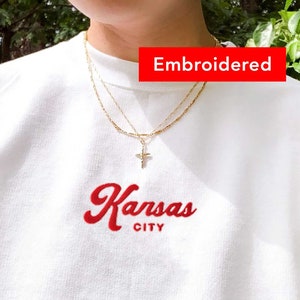 Kansas City sweatshirt vintage, football crewneck embroidered