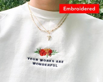 Embroidered Floral Crewneck Sweatshirt | Christian Apparel